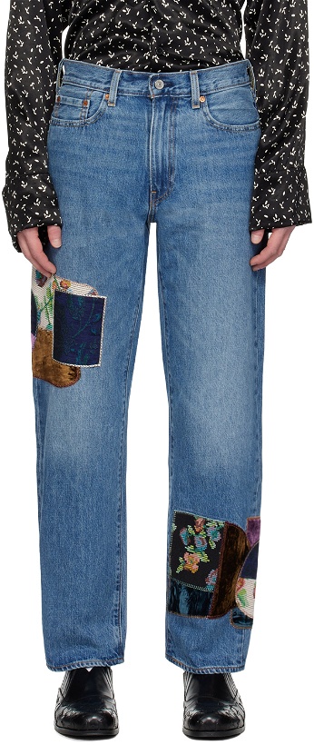 Photo: Anna Sui SSENSE Exclusive Blue Patchwork Denim Jeans