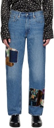 Anna Sui SSENSE Exclusive Blue Patchwork Denim Jeans