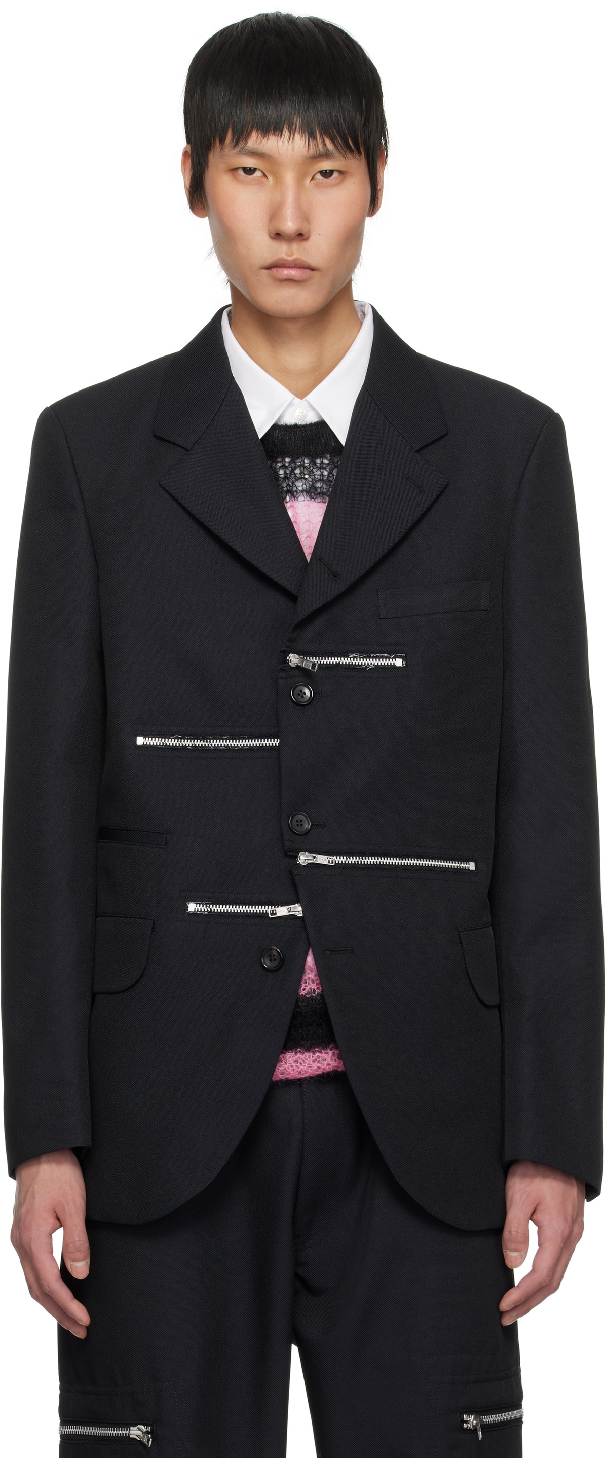 Comme des Garçons Homme Deux Navy Irregular Pin Head Blazer