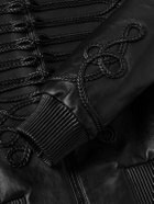 McQueen - Appliquéd Leather Bomber Jacket - Black