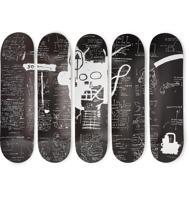 Photo: The SkateRoom - Jean-Michel Basquiat Set of Five Printed Wooden Skateboards - Black