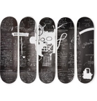 The SkateRoom - Jean-Michel Basquiat Set of Five Printed Wooden Skateboards - Black