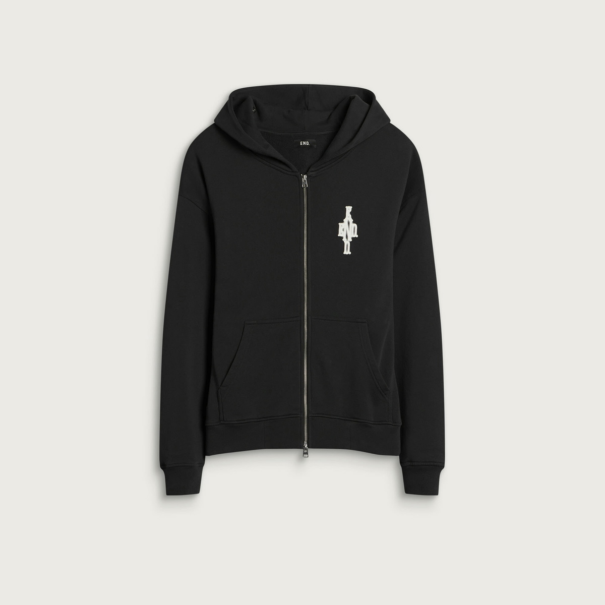 END. Cross Zip Hoodie in Cinder Black