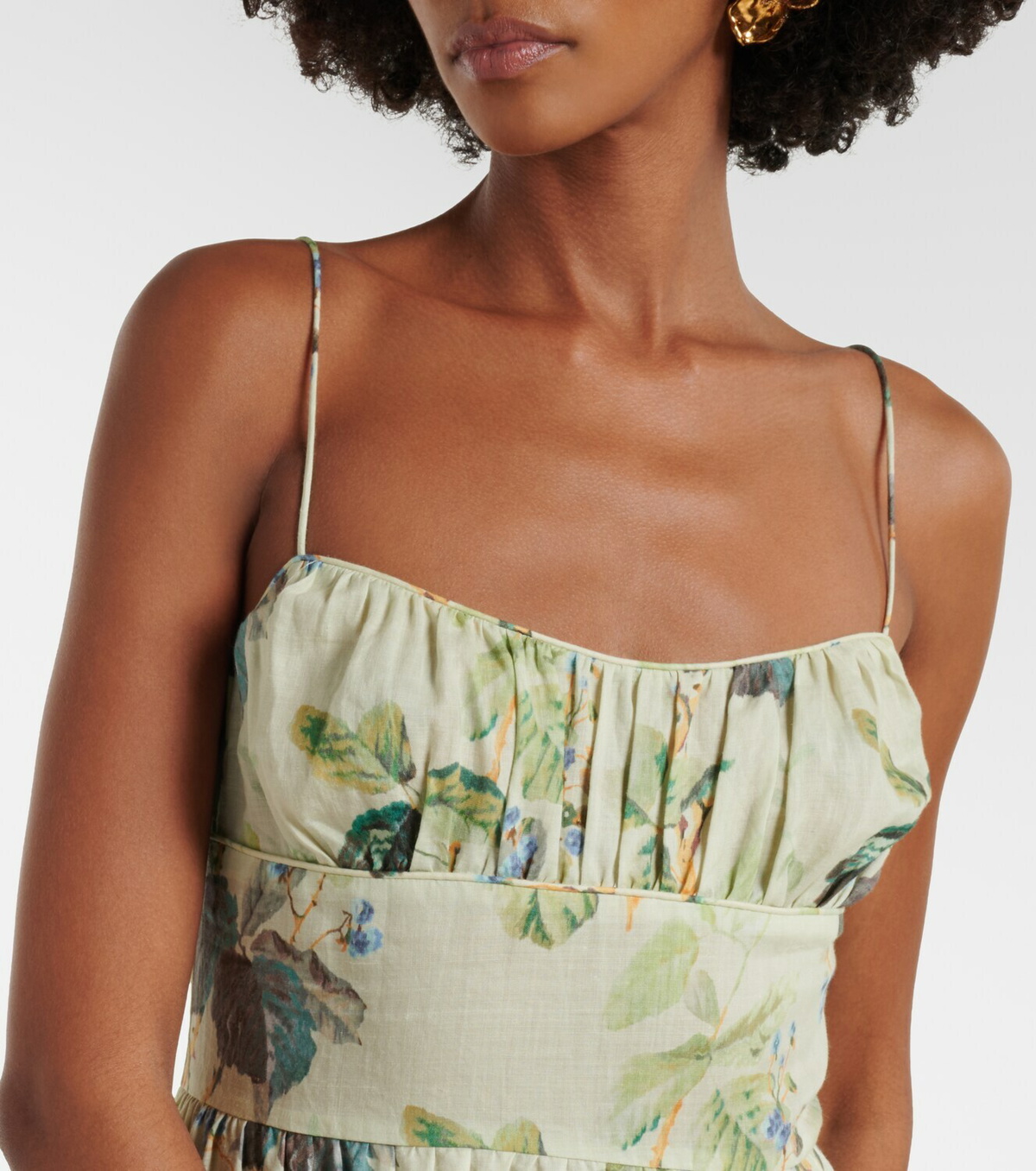 Dôen Benoit floral ramie midi dress