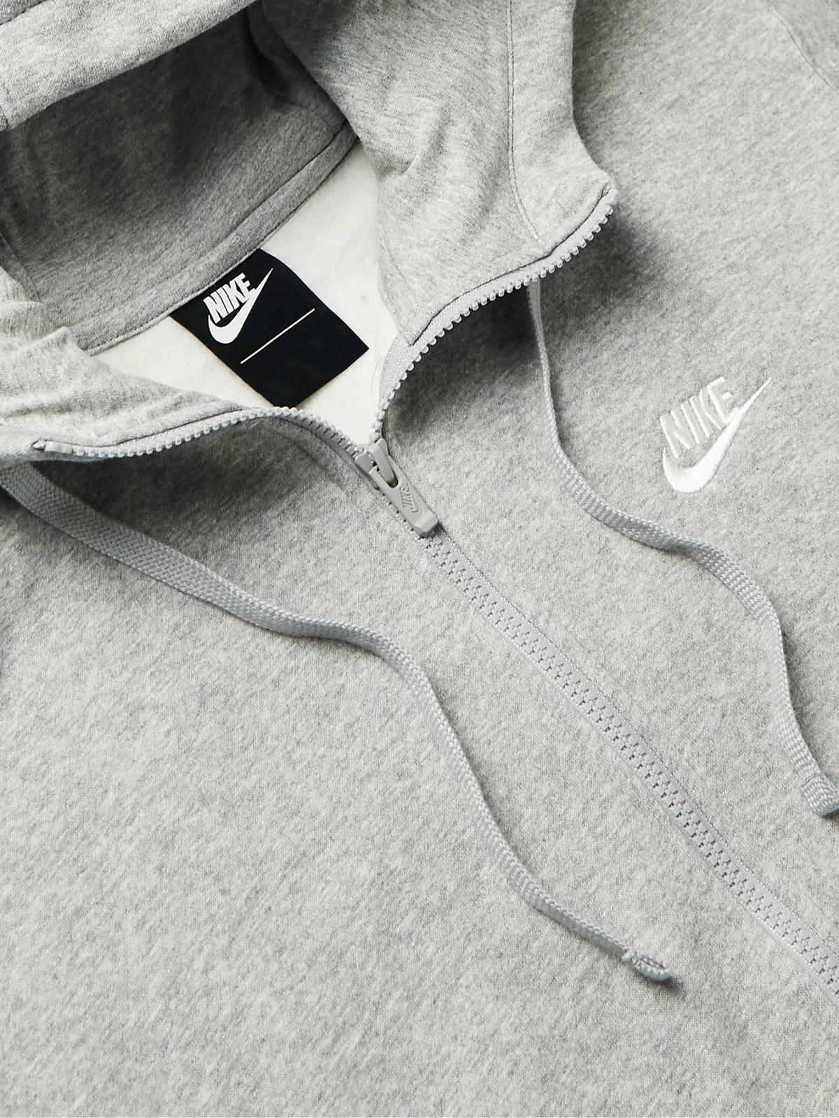 Nike logo-embroidered Cotton-Blend Tech Fleece Zip-Up Hoodie - Men - Gray Sweats - S