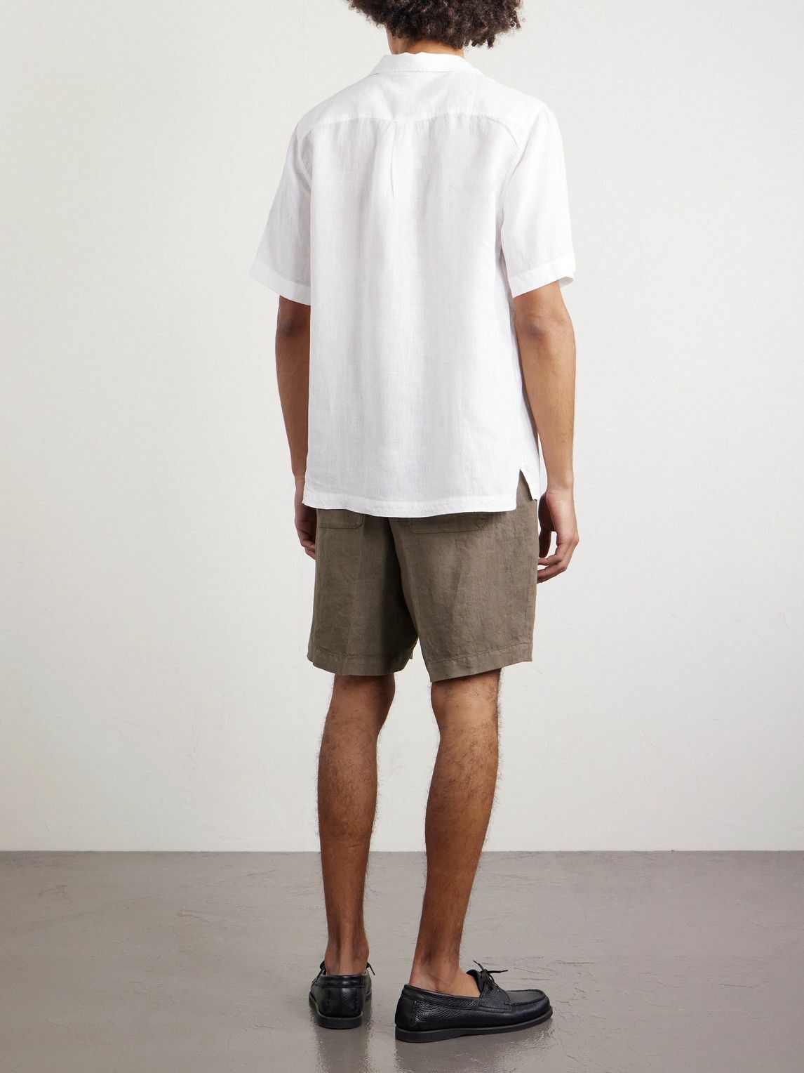 Altea - Samuel Straight-Leg Linen Drawstring Shorts - Green