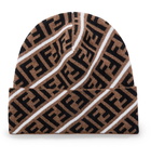 Fendi - Logo-Jacquard Virgin Wool Beanie - Brown