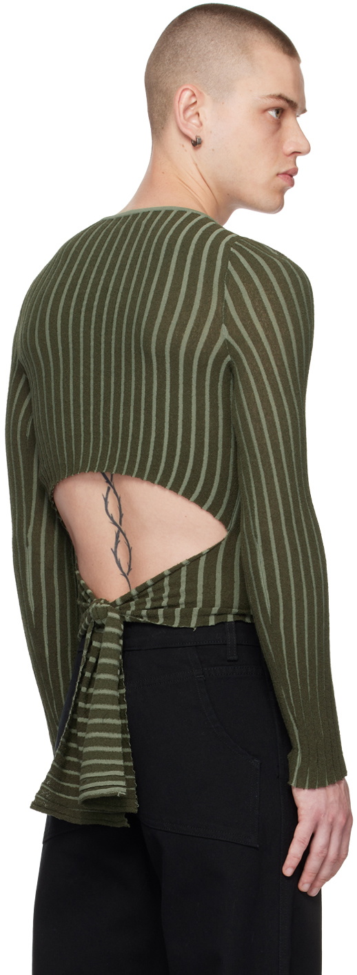 Eckhaus Latta Green Fluted Sweater