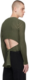 Eckhaus Latta Green Fluted Sweater