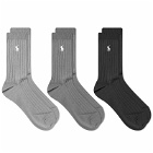 Polo Ralph Lauren Egyptian Cotton Sock - 3 Pack in Grey Assorted