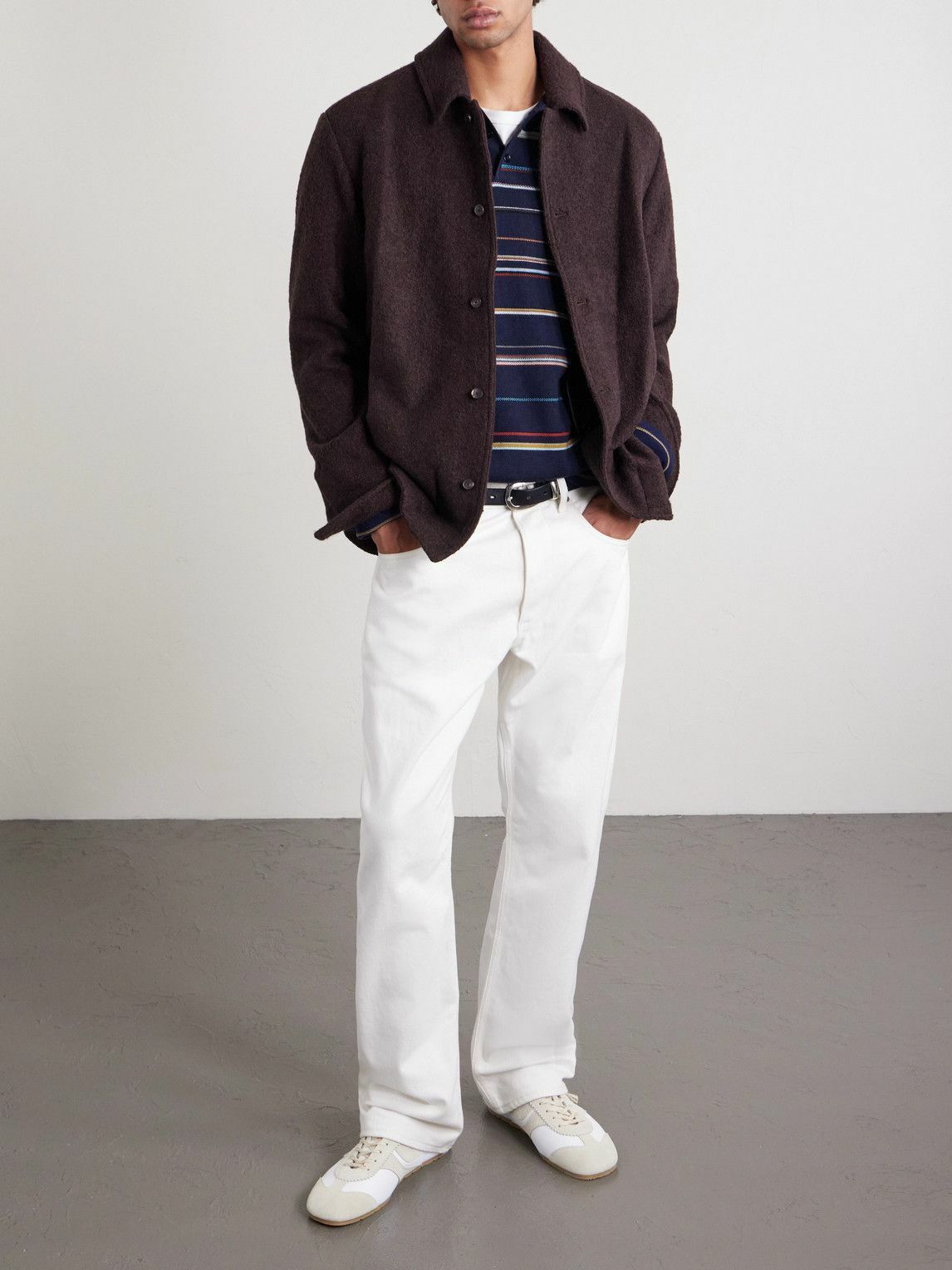 Paul Smith - Striped Merino Wool Polo Sweater - Blue