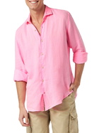MC2 Saint Barth Man Water Color Fluo Pink Linen Pamplona Shirt