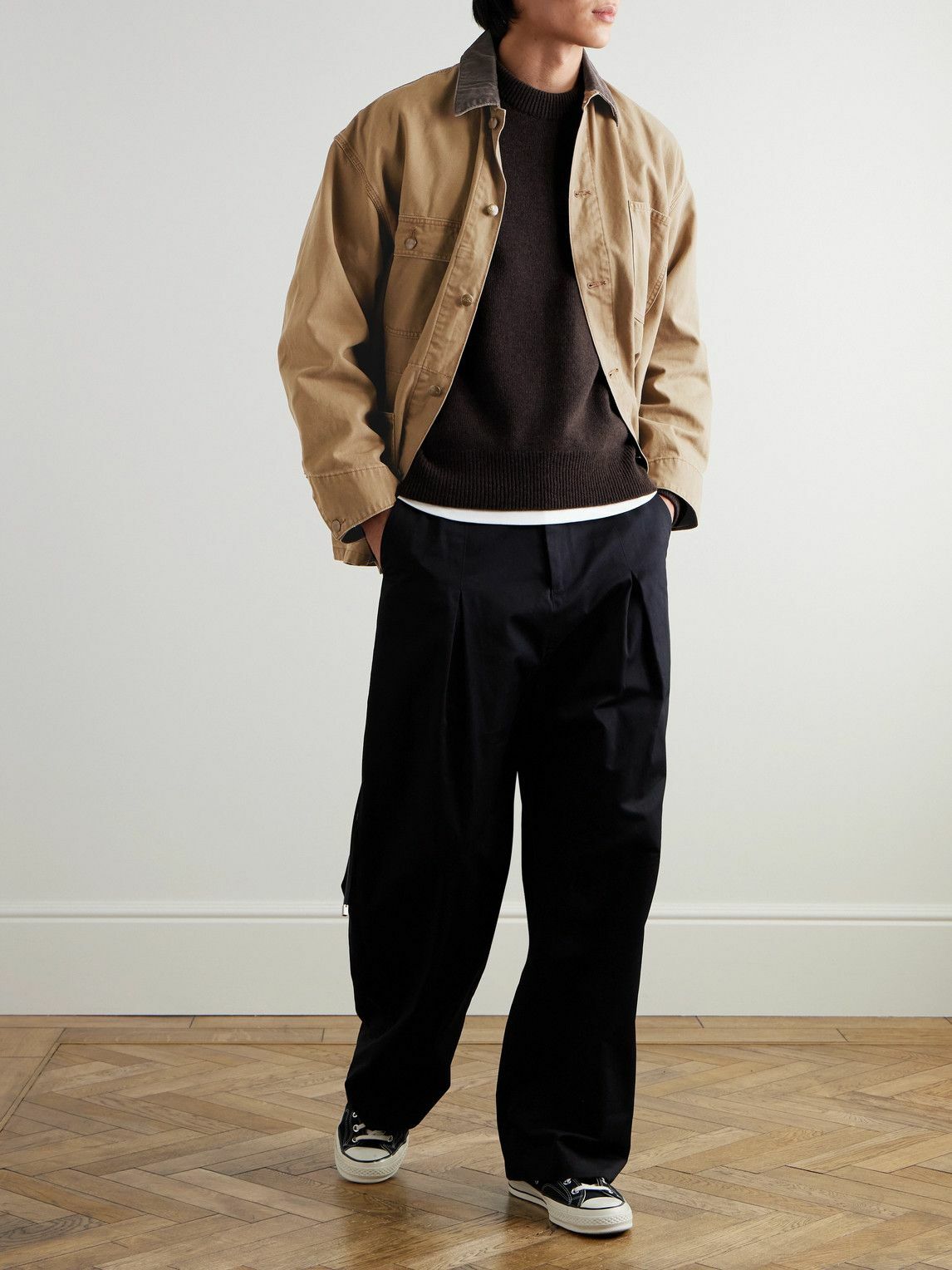OrSlow - Corduroy-Trimmed Cotton-Canvas Chore Jacket - Brown