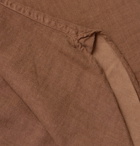 Camoshita - Grandad-Collar Cotton-Blend Shirt - Men - Brown