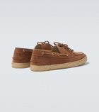 Brunello Cucinelli Jute-trimmed suede boat shoes