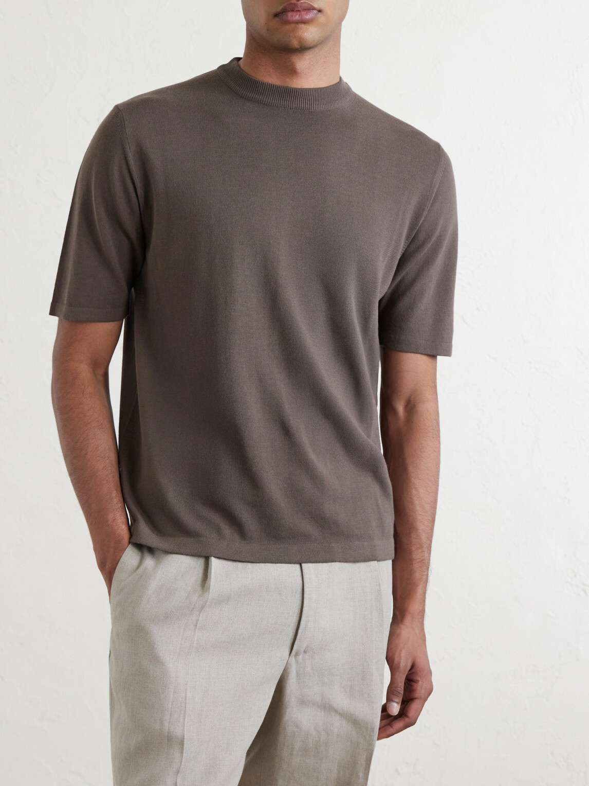 De Petrillo - Knitted Cotton T-Shirt - Brown