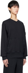 Stone Island Navy Garment-Dyed Sweatshirt