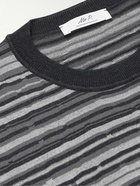 Mr P. - Striped Merino Wool T-Shirt - Gray