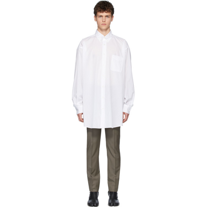 Photo: Maison Margiela White Oversized Voile Striped Shirt