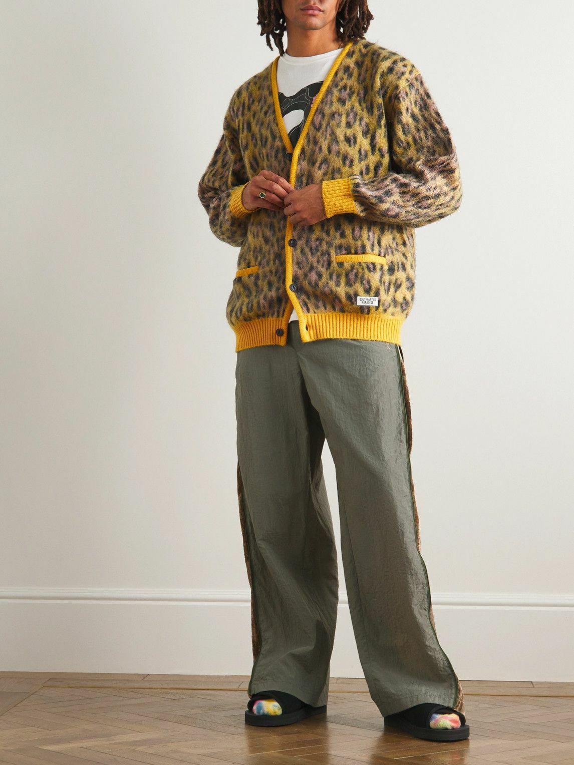 Wacko Maria - Leopard-Jacquard Cardigan - Yellow Wacko Maria