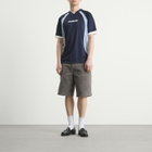 Umbro Men's Panelled Raglan Shirt in Baritone Blue/Brilliant White/Blue Fog