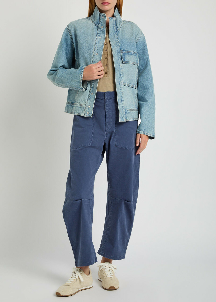 Nili Lotan Marilou High-neck Denim Jacket Light Blue