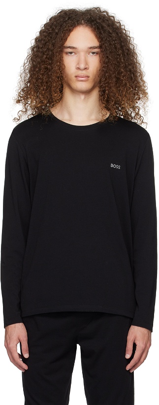 Photo: BOSS Black Embroidered Long Sleeve T-Shirt