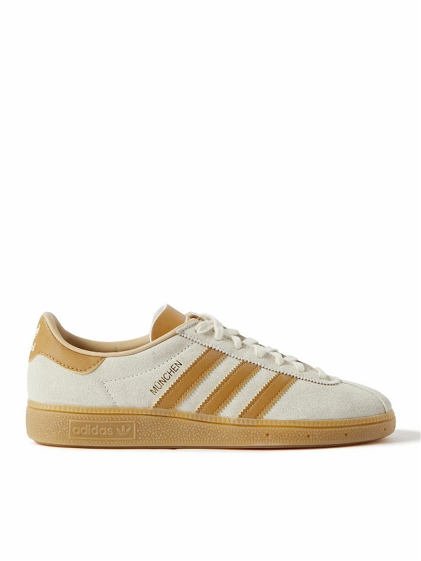 Photo: adidas Originals - Munchen Leather-Trimmed Suede Sneakers - White