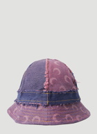Washed Denim Panelled Bucket Hat in Purple