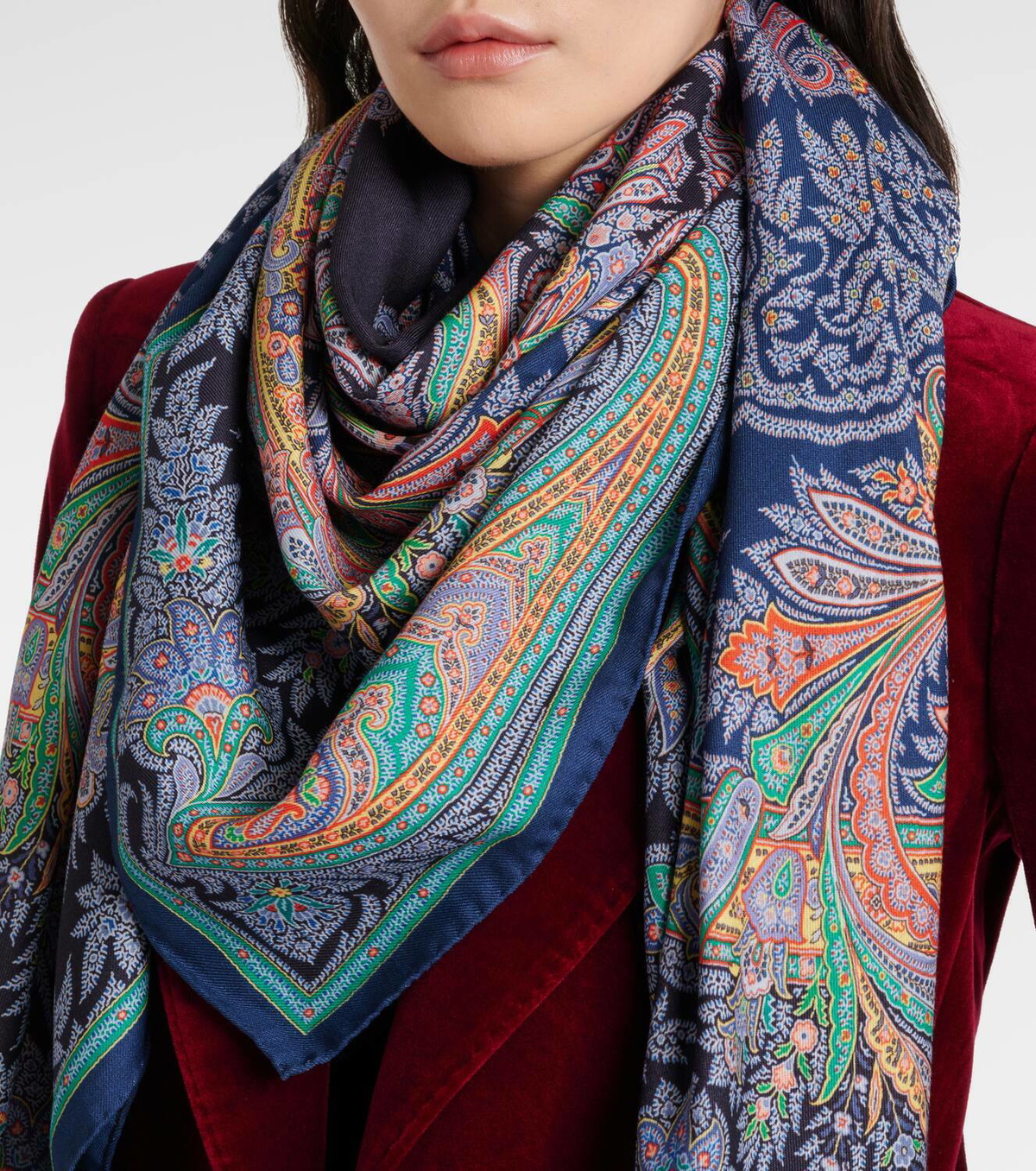 Etro Aida paisley wool and silk scarf Etro