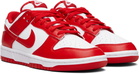 Nike White & Red Dunk Low Retro Sneakers