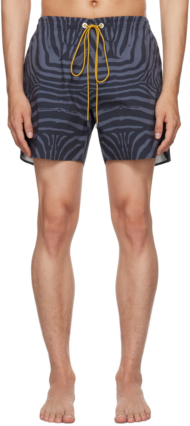 Rhude Black & Gray Zebra Swim Shorts Rhude