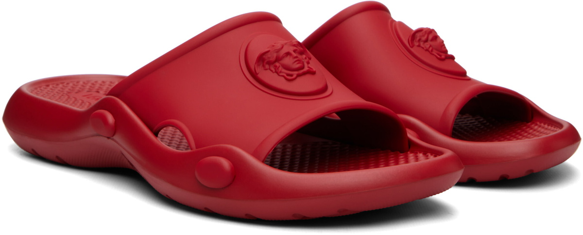 Versace Red Nettuno Rubber Slides