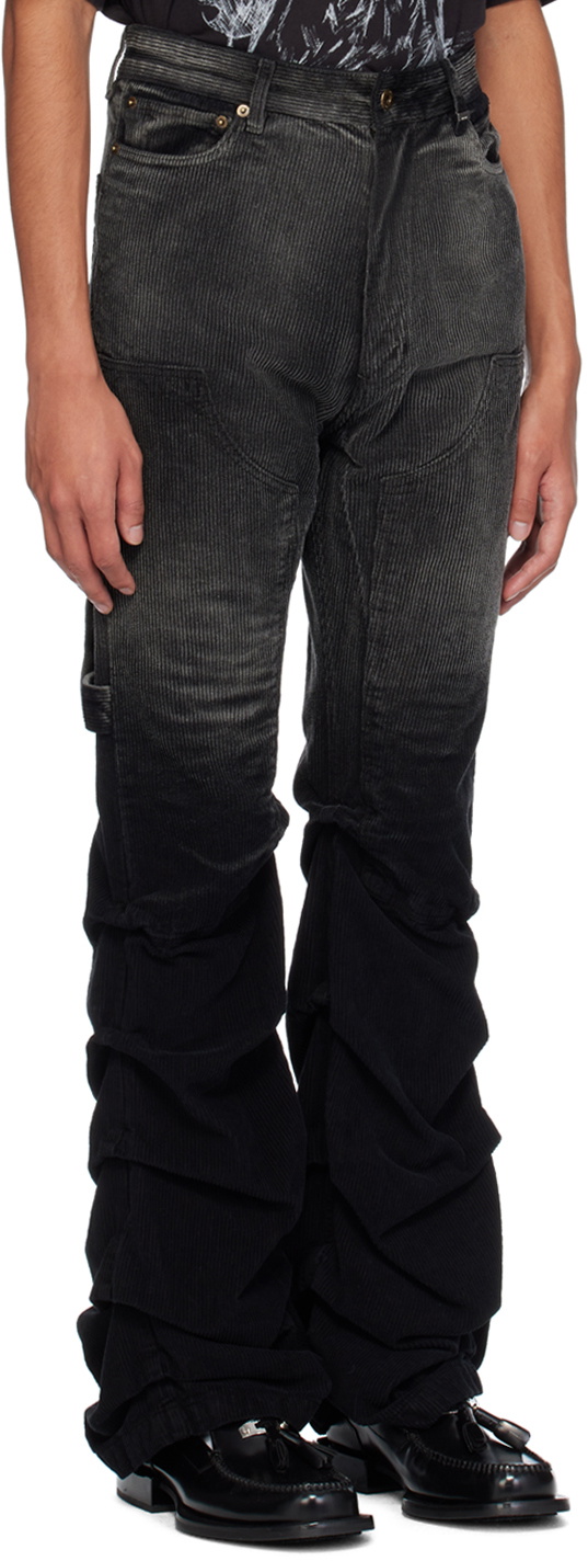 We11done Black Washed Wrinkled Trousers We11done