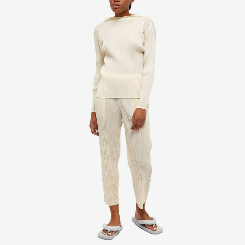 PLEATS PLEASE ISSEY Pleated Transfer Wide Tapered Pants PP21-JF763 beige 4