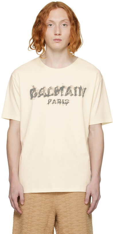 Photo: Balmain Beige Printed T-Shirt