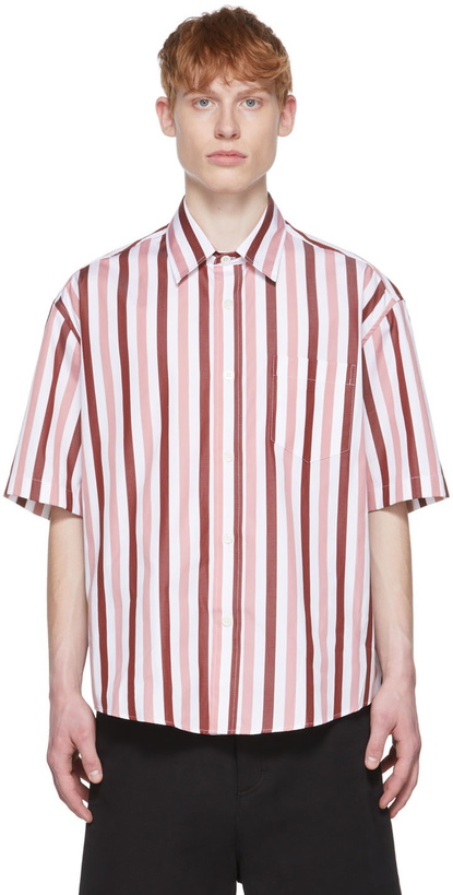 Photo: AMI Alexandre Mattiussi White & Pink Organic Cotton Short Sleeve Shirt