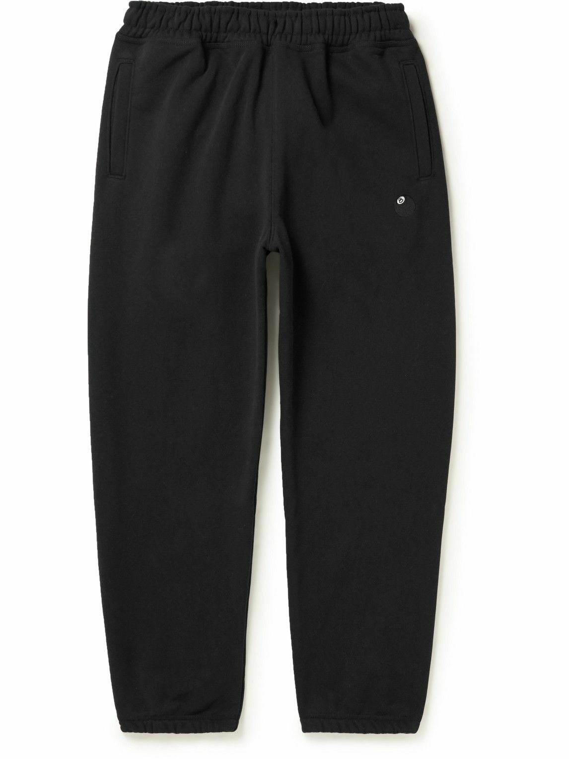 Photo: Stussy - Appliquéd Cotton-Blend Jersey Sweatpants - Black