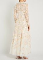 Needle & Thread Sequin Paradise Floral-embellished Tulle Gown White