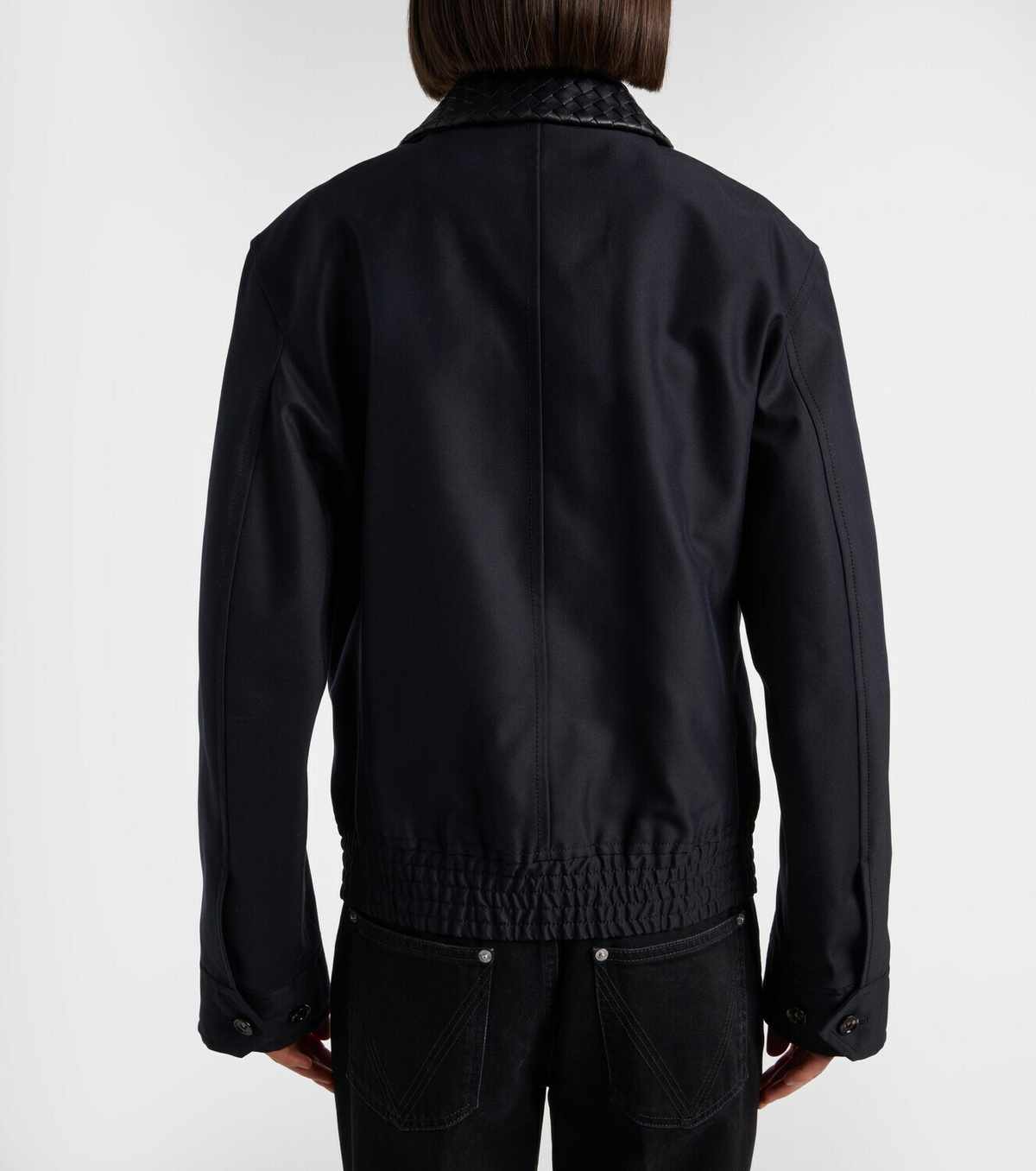 Bottega Veneta Intrecciato leather-trimmed canvas jacket