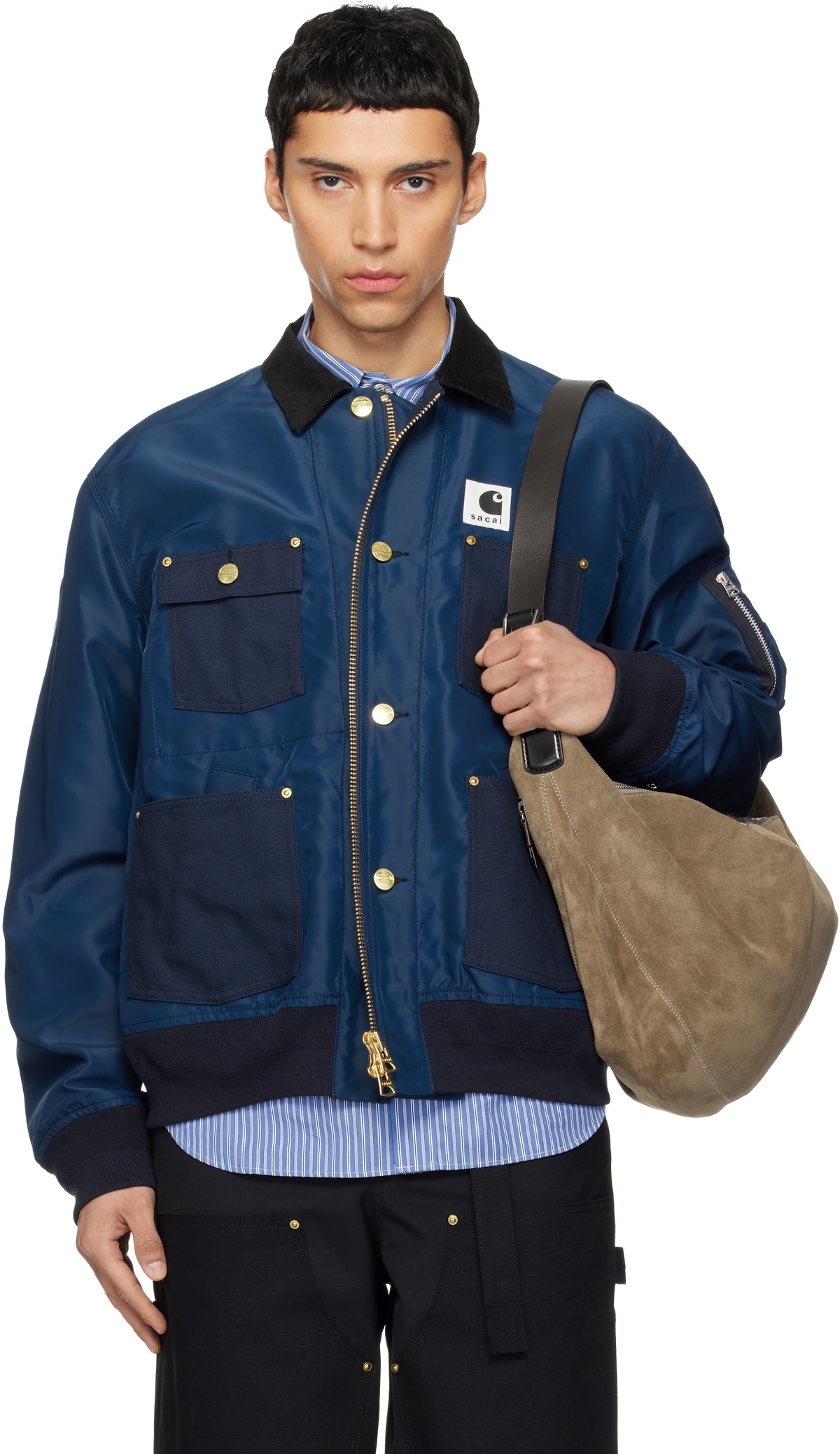 sacai Navy Carhartt WIP Edition Nylon Twill & Duck Jacket Sacai