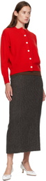 &Daughter Red Ada Crewneck Cardigan