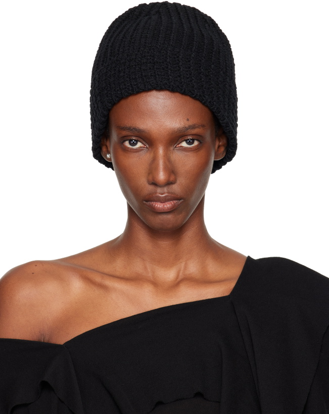 Photo: YOHJI YAMAMOTO Black Cardigan Stitch Knit Beanie
