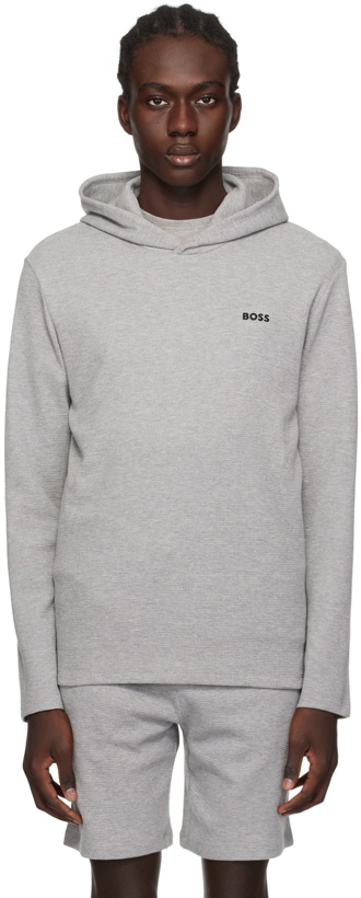 Photo: BOSS Gray Embroidered Hoodie
