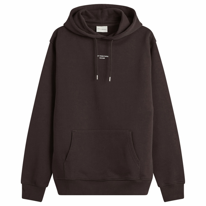Photo: Drôle de Monsieur Men's Drole De Monsieur Classic Slogan Hoodie in Dark Brown