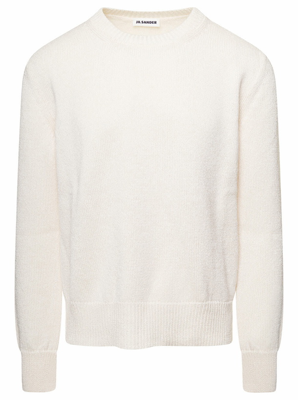 Photo: Jil Sander White Crewneck Ribbed Pull In Cotton Man