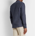 Hugo Boss - Jordi Grandad-Collar Linen Shirt - Blue