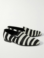 Manolo Blahnik - Mario Leather-Trimmed Zebra-Print Calf Hair Loafers - Black