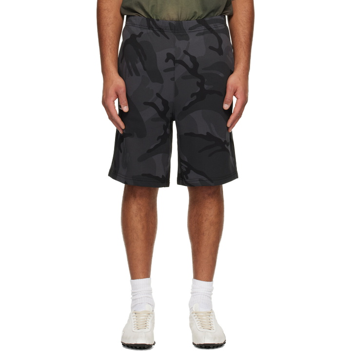 Photo: AAPE by A Bathing Ape Gray 'AAPENOW' Moonface Logo Sweat Shorts