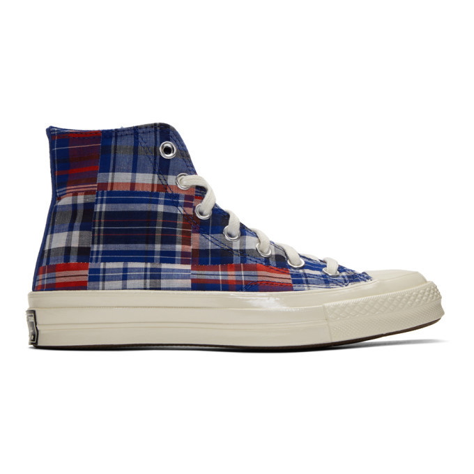 Photo: Converse Blue and Red Twisted Prep Chuck 70 High Sneakers